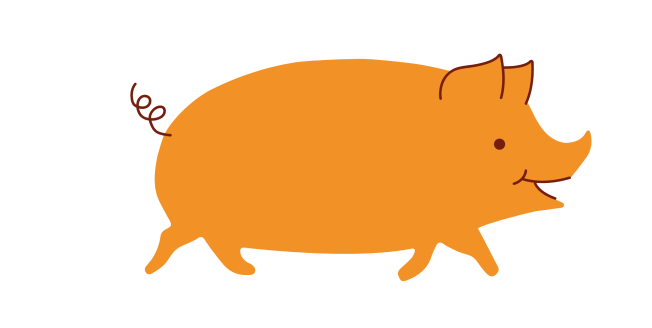 Image cochon LOLO orange et bordeaux