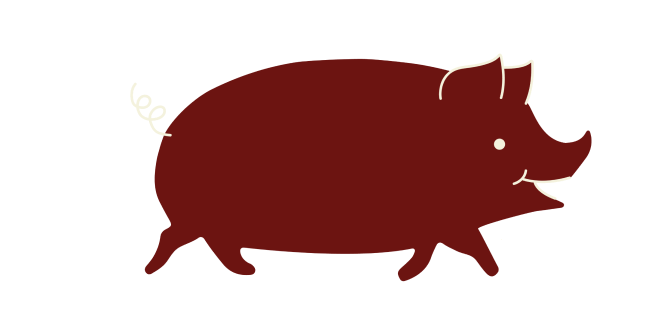 Image cochon LOLO de couleur bordeaux et nacre